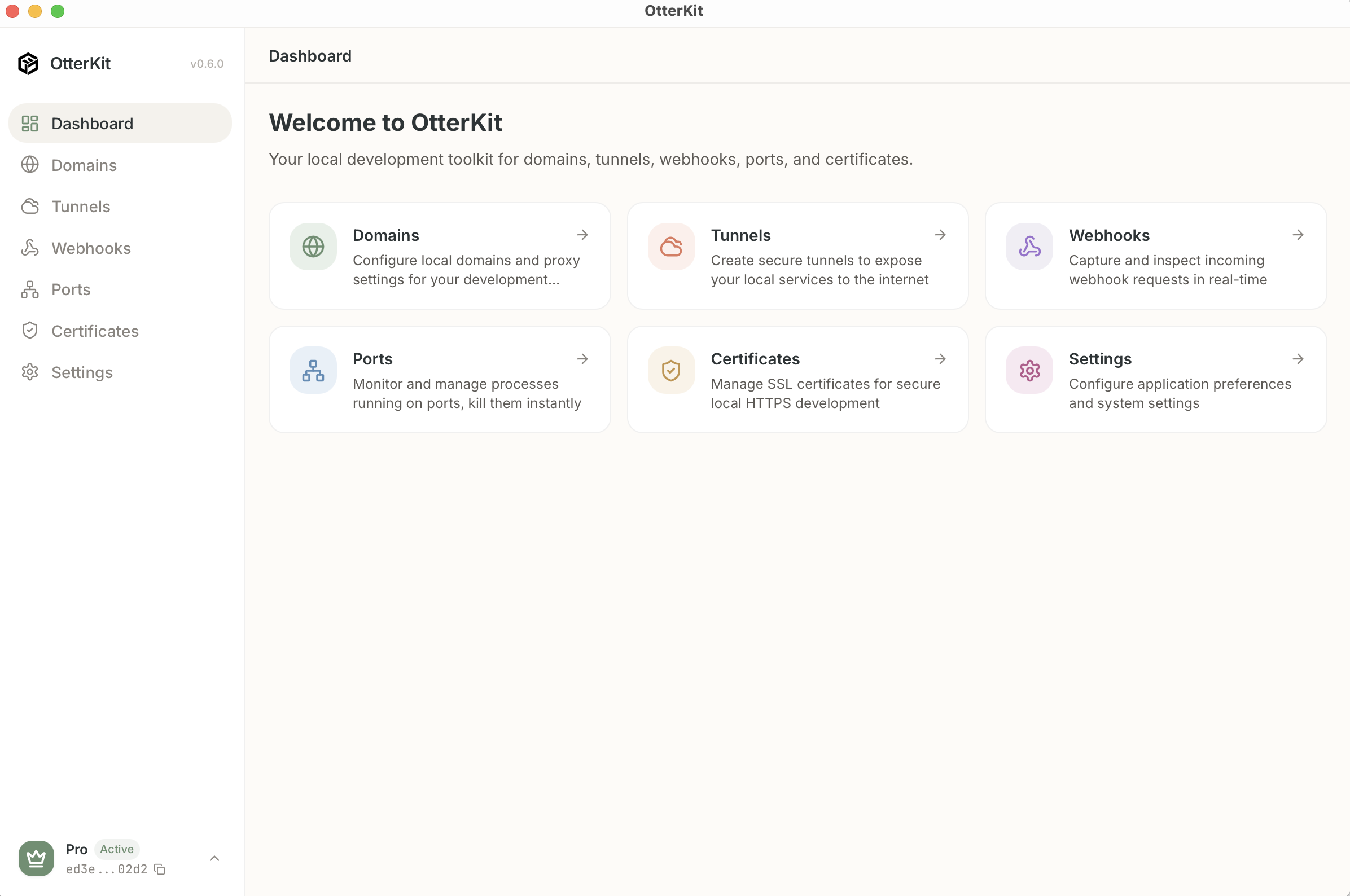 OtterKit Desktop App Dashboard
